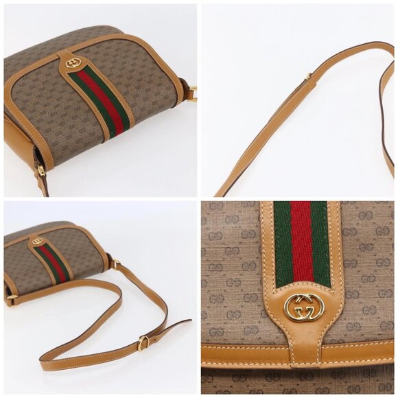 GUCCI Micro GG Supreme Web Sherry Line Bag PVC Beige 001 115 0914 Auth BA7111 - Picture 16 of 16